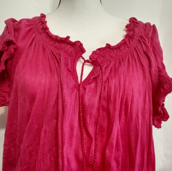 Mix&Co Tops - Pink Shirt with Puffy Elastic Sleeves